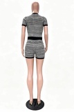 Red Casual Business Wear Sportswear Daily Y2k Stripe V Neck Two Pieces