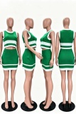 Pink Casual Street Daily Office lady Patchwork Contrast O Neck Sleeveless Two Pieces