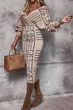 Sexy Print Patchwork V Neck Waist Skirt Dresses