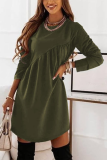 Fashion Solid Patchwork O Neck Straight Dresses