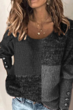Casual Solid Buckle O Neck Tops