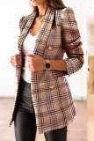 Fashion Patchwork Buckle Turndown Collar Outerwear