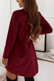 Fashion Solid Patchwork O Neck Straight Dresses