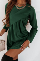 Fashion Solid Patchwork O Neck Straight Dresses