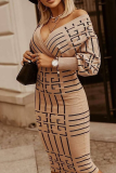 Sexy Print Patchwork V Neck Waist Skirt Dresses