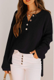 Casual Solid Buckle V Neck Tops