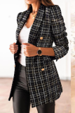Fashion Patchwork Buckle Turndown Collar Outerwear