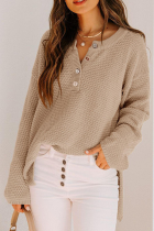 Casual Solid Buckle V Neck Tops