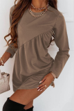 Fashion Solid Patchwork O Neck Straight Dresses