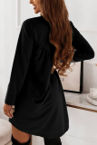 Fashion Solid Patchwork O Neck Straight Dresses