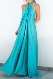 Casual Solid Patchwork Halter Straight Dresses