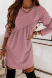 Fashion Solid Patchwork O Neck Straight Dresses