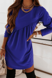 Fashion Solid Patchwork O Neck Straight Dresses