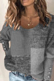 Casual Solid Buckle O Neck Tops