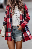 Fashion Plaid Patchwork Turndown Collar Outerwear
