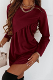 Fashion Solid Patchwork O Neck Straight Dresses