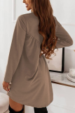 Fashion Solid Patchwork O Neck Straight Dresses