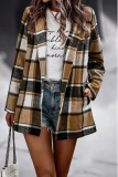 Fashion Plaid Patchwork Turndown Collar Outerwear