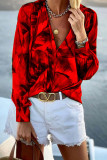 Casual Print Patchwork V Neck Tops