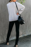 Fashion Street Solid Patchwork O Neck Tops