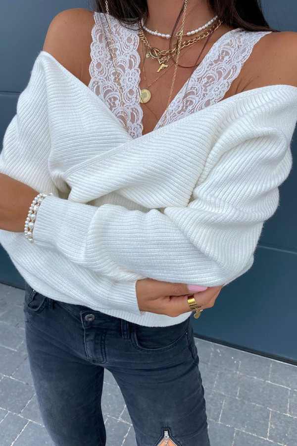 Fashion Sexy Solid Hollowed Out Patchwork V Neck Tops