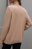 Fashion Solid Tassel Patchwork O Neck Tops