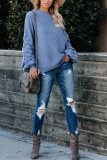 Fashion Street Solid Patchwork O Neck Tops
