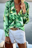 Casual Print Patchwork V Neck Tops