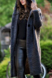 Fashion Casual Adult Solid Cardigan Hooded Collar Outerwear