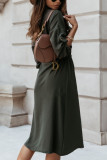Fashion Daily Solid Patchwork Turndown Collar Princess Dresses