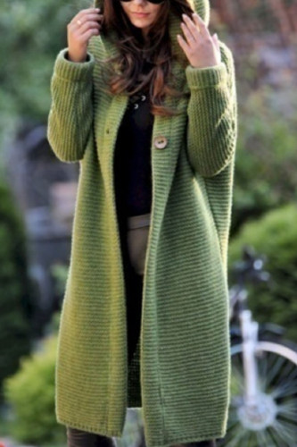 Fashion Casual Adult Solid Cardigan Hooded Collar Outerwear