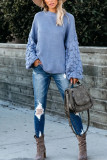 Fashion Street Solid Patchwork O Neck Tops