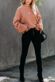 Fashion Street Solid Patchwork O Neck Tops
