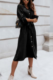 Fashion Daily Solid Patchwork Turndown Collar Princess Dresses