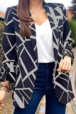 Fashion Print Printing Turndown Collar Outerwear