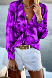 Casual Print Patchwork V Neck Tops