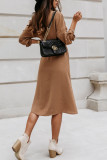 Fashion Daily Solid Patchwork Turndown Collar Princess Dresses