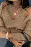 Fashion Sexy Solid Hollowed Out Patchwork V Neck Tops