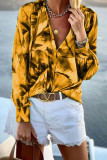Casual Print Patchwork V Neck Tops