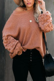 Fashion Street Solid Patchwork O Neck Tops