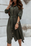 Fashion Daily Solid Patchwork Turndown Collar Princess Dresses