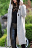 Fashion Casual Adult Solid Cardigan Hooded Collar Outerwear