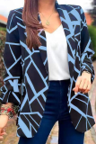Fashion Print Printing Turndown Collar Outerwear