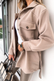 Casual Street Solid Buckle With Belt Turndown Collar Outerwear