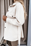 Casual Street Solid Buckle With Belt Turndown Collar Outerwear