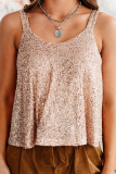 Casual Solid Sequins Patchwork U Neck Tops