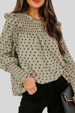 Casual Elegant Print Patchwork Stringy Selvedge O Neck Tops