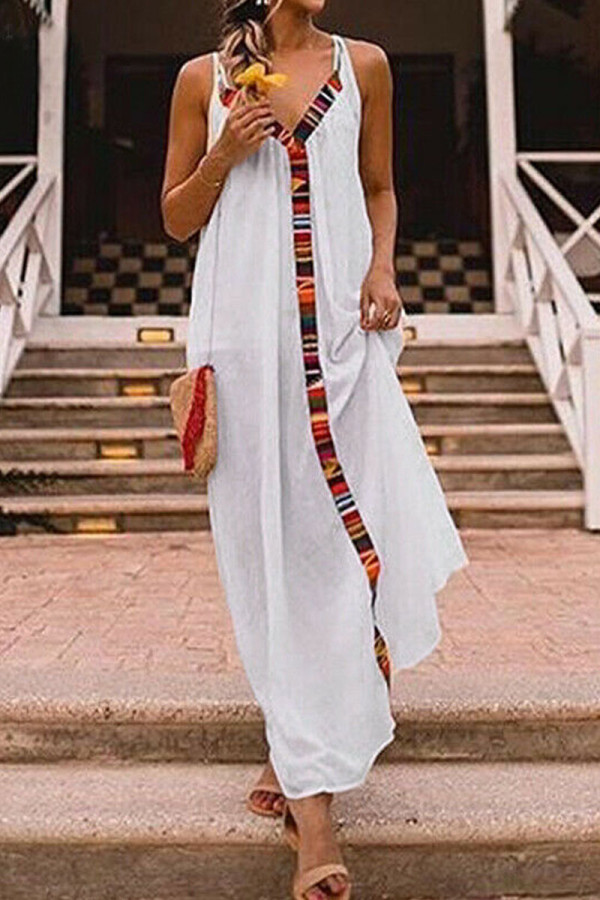 Fashion Casual Geometric Patchwork Sling Dress Dresses