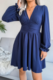 Fashion Elegant Solid Patchwork Fold Waist Skirt Dresses