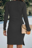 Fashion Casual Solid Patchwork V Neck Princess Dresses